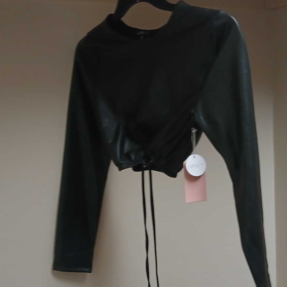 Black Faux Leather Top